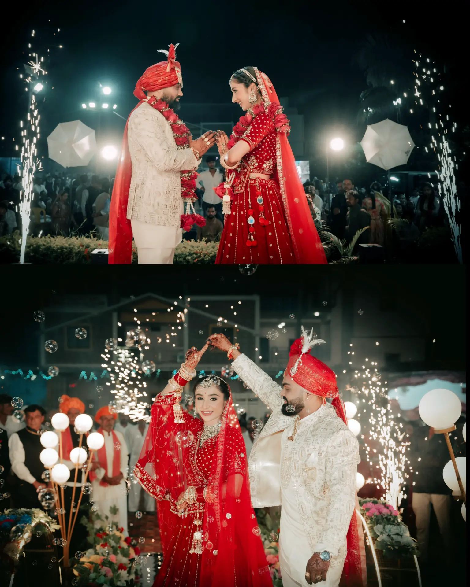 Joyful wedding celebration with family
